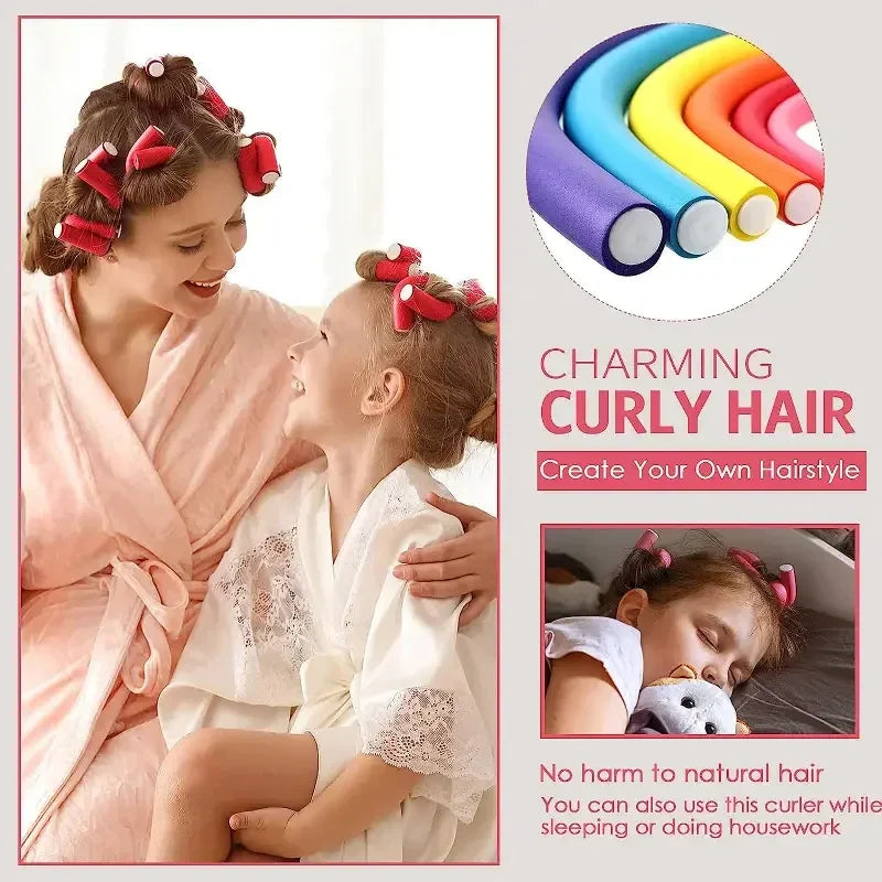42pcs Flexible Hair Curlers Set – No-Heat Twist Foam Rollers for DIY Curls