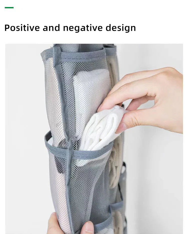 Double-Sided Hanging Underwear Storage Bag — Foldable Organizer for Socks and Underpants, Dormitory and Home Wardrobe
