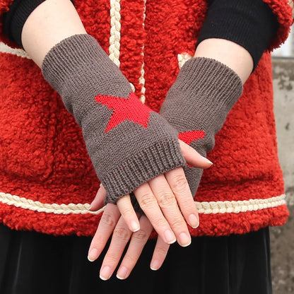 Women’s Knitted Fingerless Half Gloves – Warm Black & White Arm Sleeve Mittens for Autumn Winter Fashion Casual Wear Accessories