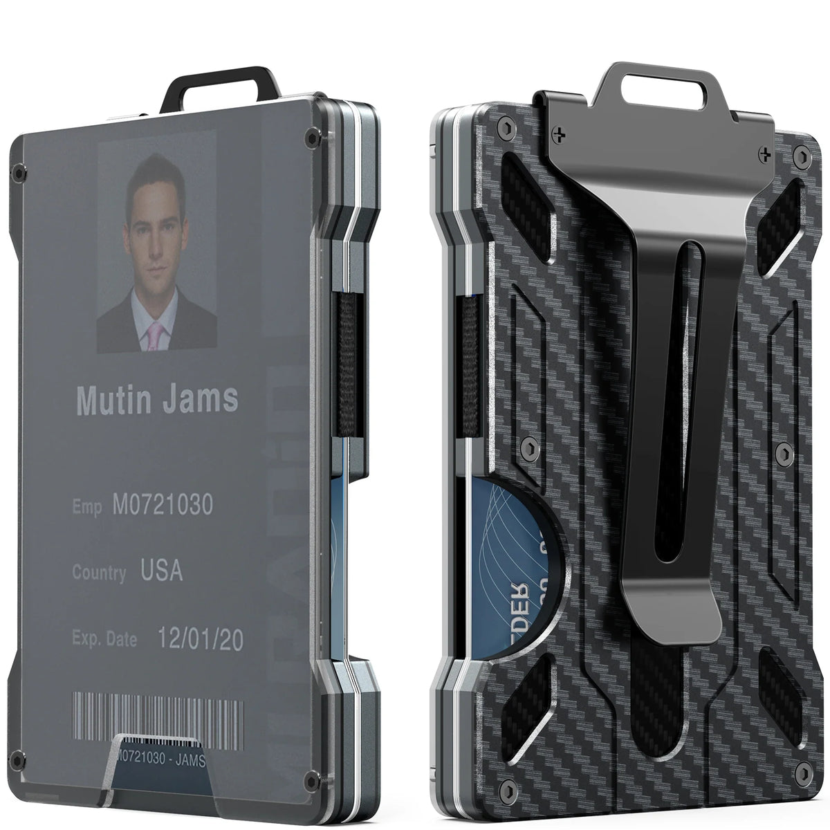Slim RFID Blocking Metal Wallet for Men – Minimalist Aluminum Money Clip with Clear ID Holder, Holds Up to 15 Cards