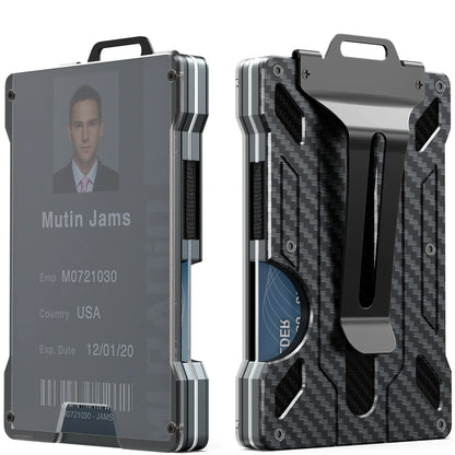 Slim RFID Blocking Metal Wallet for Men – Minimalist Aluminum Money Clip with Clear ID Holder, Holds Up to 15 Cards