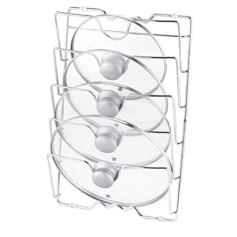 Wall-Mounted Kitchen Organizer Rack – Five-Layer Metal Pot Lid Storage, Rust-Free Multifunctional Rack