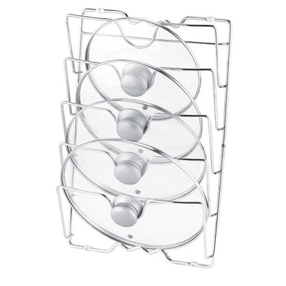 Wall-Mounted Kitchen Organizer Rack – Five-Layer Metal Pot Lid Storage, Rust-Free Multifunctional Rack
