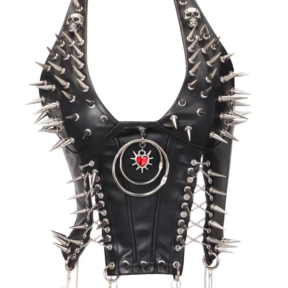Y2K Gothic Spiked Tank Top - Punk Rock Emo Grunge Festival Style for Women
