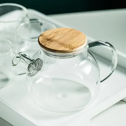 1.8L Transparent Borosilicate Glass Teapot – Heat-Resistant Large Clear Tea Pot for Puer, Flower Tea, Office & Home