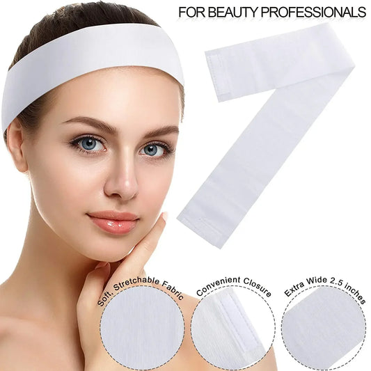 100pcs Disposable Spa Facial Headbands – Soft Non-Woven Stretch Hair Bands with Closure for Skincare & Beauty