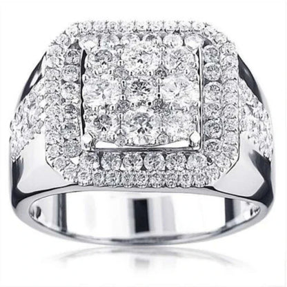 Hip Hop Style Men’s Rings - Copper Iced Out Bling Pave Cubic Zirconia Geometry Fashion Ring Jewelry Charm