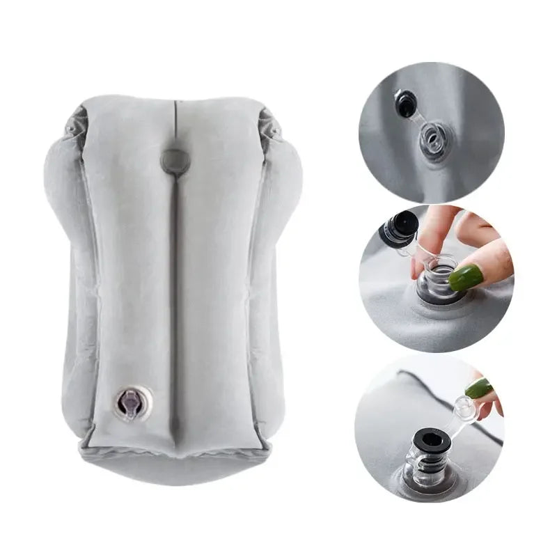 Inflatable Air Cushion Travel Pillow - Headrest with Chin Support for Airplane, Office Rest, and Neck Nap