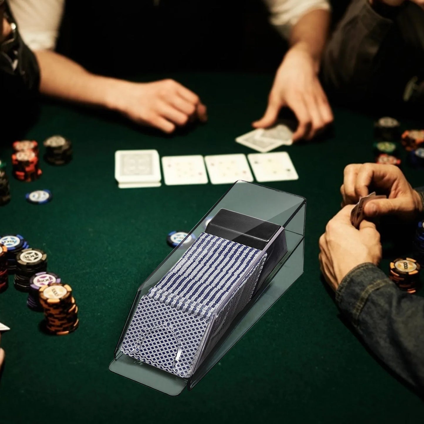 Deluxe 4-Deck Poker Shoe – Playing Card Dealing Game Accessory for Casino, Home & Garden Decor
