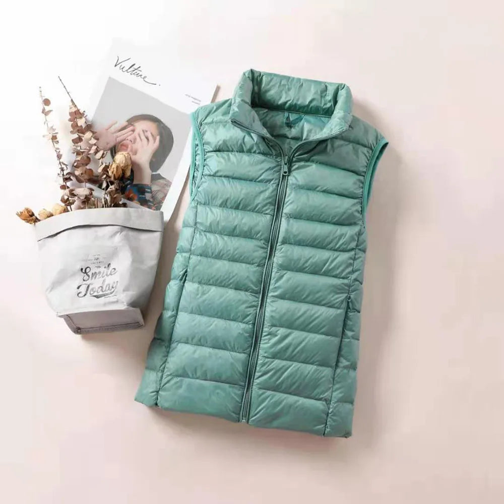 2024 Women's Ultra-Light Down Vest – Slim Sleeveless, Portable & Windproof Lightweight Waistcoat for Girls