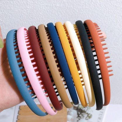 Fashion Solid Color Plastic Hairbands – Toothed Wave Combs, Non-slip Hair Bands for Women & Girls, Face Wash Headbands, Hair Accessories