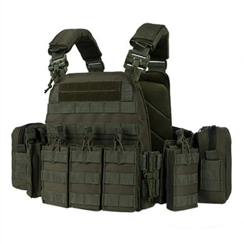 YAKEDA 6094 Tactical Vest – Lightweight Quick Release Combat Plate Carrier, 1000D Nylon Molle Hunting Vest in Black