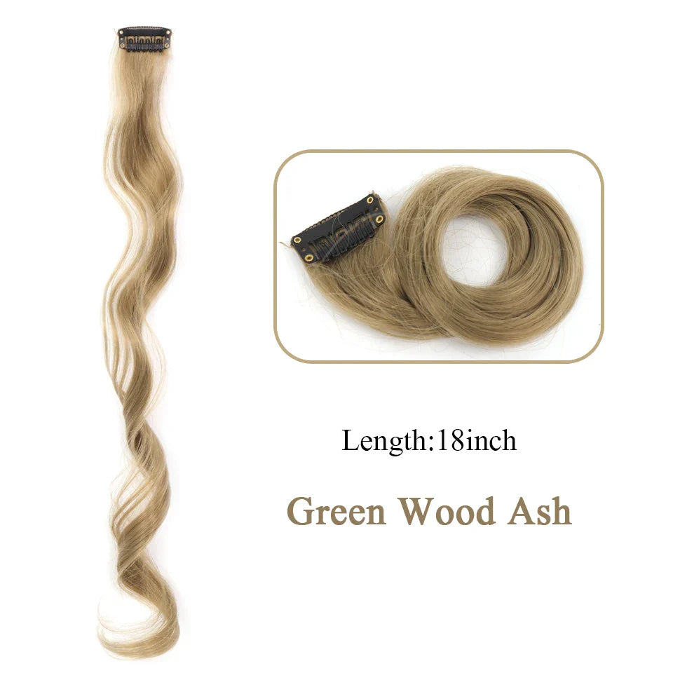 HUAYA 18" Synthetic Clip-In Colorful Curly Hair Extension – Ombre Pink Purple Red Blue Hair Piece