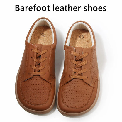 TONGLEPAO Barefoot Leather Sneakers — Unisex Lightweight Flat Shoes with Zero Drop Sole & Wide Toe Box