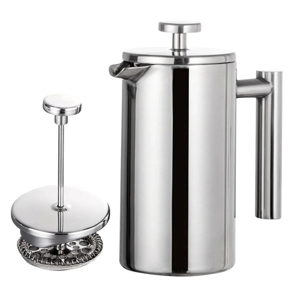 Double-Walled Stainless Steel French Press Coffee Maker Pot – 350ml/800ml/1000ml Insulated Coffee Brewer for Home & Office