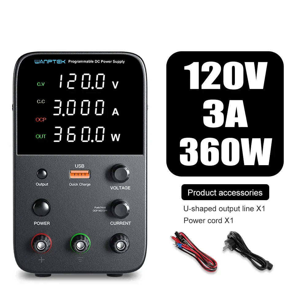 Wanptek DC Power Supply – Adjustable 30V 10A / 60V 5A Lab Bench Voltage Regulator, Variable 120V 3A Power Supply