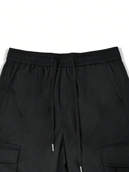 Men's Casual Cargo Pants — Side Flap Pocket Tapered Workwear for Spring & Fall Outdoor Activities
