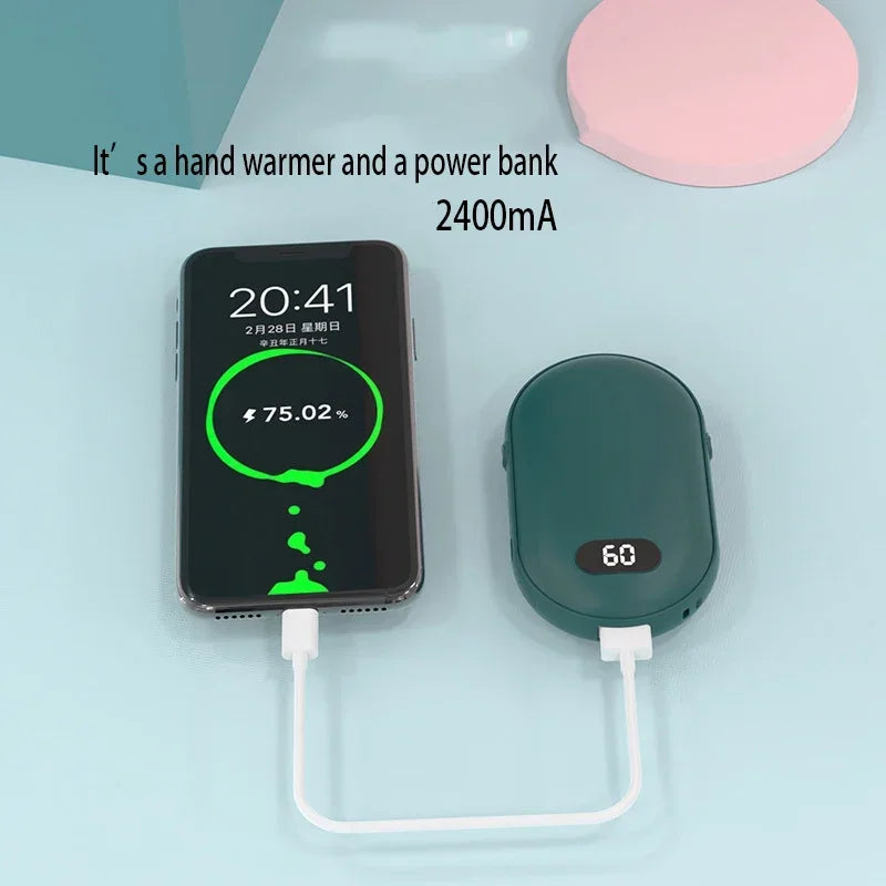 Hand Warmer USB Mobile Power Bank - Charging Electric Hand Heater Warmer with Digital Display - Mini Multi-Function Pocket Warmer