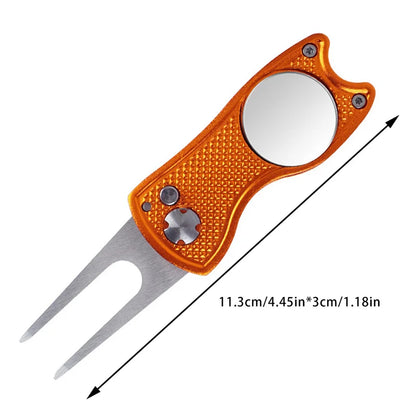 Foldable Golf Divot Repair Tool — Golf Ball Pitch Groove Cleaner & Putting Green Training Aid Accessory