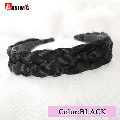 Synthetic Fishbone Braided Headband – Bohemian Plaited Hairpiece for Women Hairstyling
