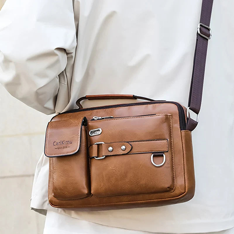 Men’s Retro Waterproof Messenger Bag – Large Capacity Laptop Briefcase for Office, Travel & School Use