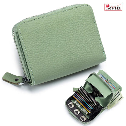 Genuine Leather RFID Short Wallet – Cowhide Card Holder Mini Coin Purse & Key Pouch for Men and Women