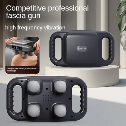 Four-Head Fascia Muscle Relaxation Massage Gun | Professional-Grade Wireless Waist Back Massager | Deep High-Frequency Vibration