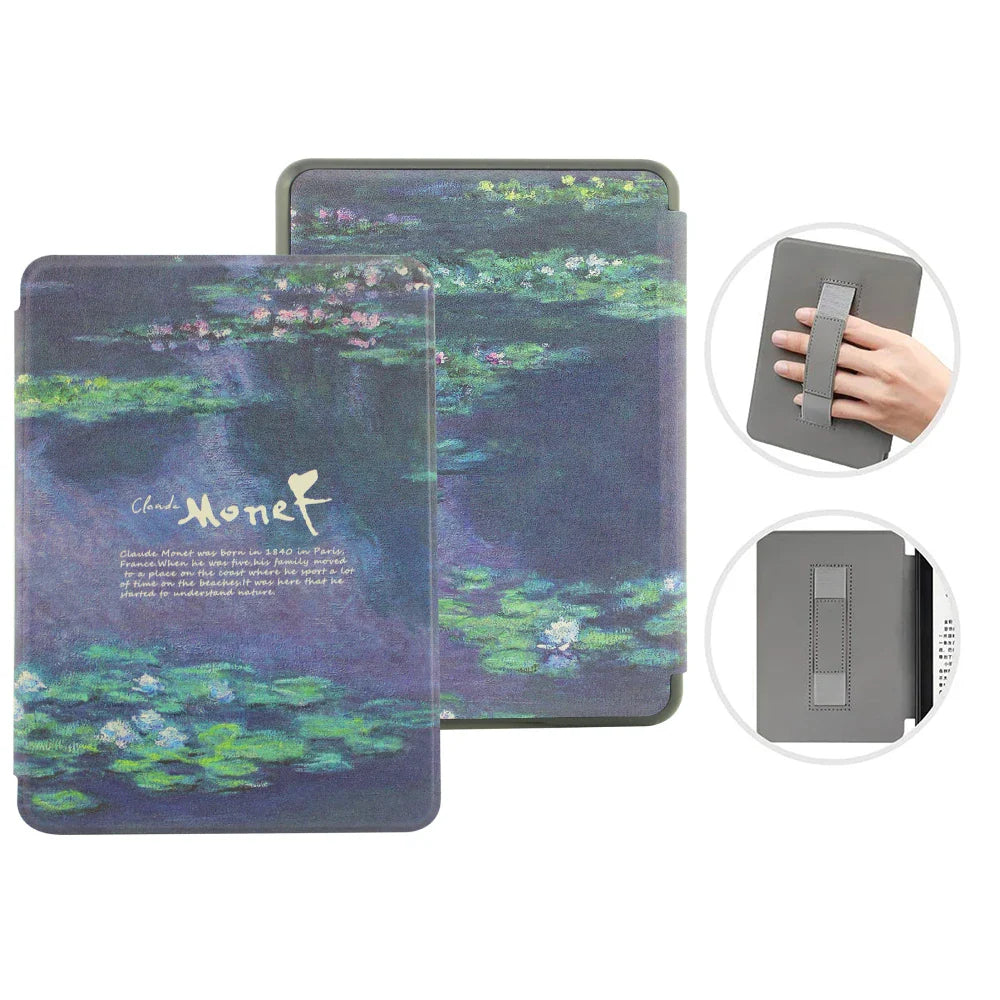 6" Kindle 11th Generation 2024 Case | PU Leather Ebook Cover with Hand Strap & Auto Wake Sleep