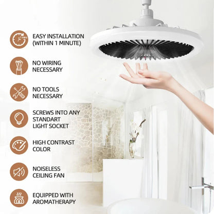 Rotatable 3-in-1 Ceiling Fan Light - E27 LED Converter with Smart Remote Control for Bedroom, Kitchen & Study