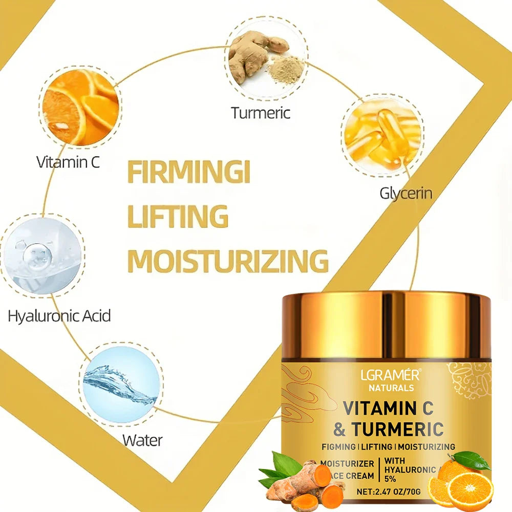 Turmeric Vitamin C Face Cream – Retinol Moisturizer for Firming, Repairing & Brightening Skin
