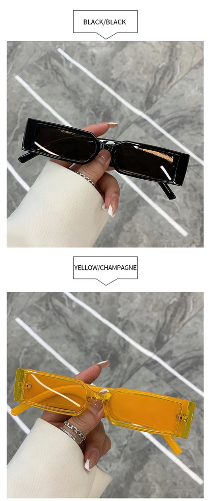 Luxury Rectangle Vintage Sunglasses for Men – Hip Hop Designer Black Small Frame UV400 Shades