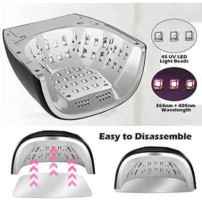 90W Rechargeable Nail Lamp – Cordless LED UV Light for Acrylic Nails, Wireless Manicure Machine with Mirror Bottom