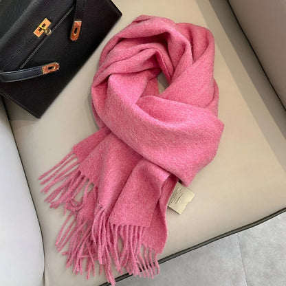 Winter Narrow Wool Scarf – 28 Colors, 100% Wool Solid Color Unisex Scarf for Men & Women, Warm and Cold-Proof