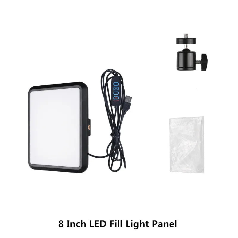 8"/12" LED Video Light Panel Kit – Photography & Streaming Studio Lamp with Tripod Stand for YouTube Live Shoots