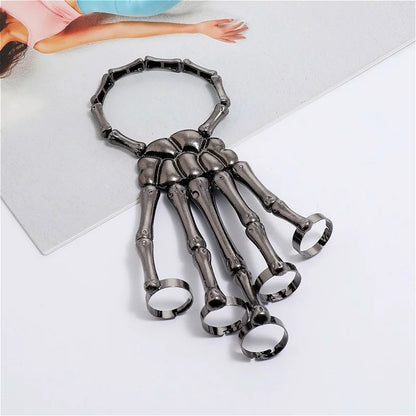 Steampunk Skull Skeleton Bracelet – Gothic Adjustable Elastic Bangle for Men & Women Couples Jewelry