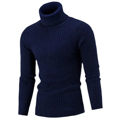 Autumn Winter Men's Turtleneck Sweater - Slim Fit Knitted Rollneck Pullover, Warm and Casual Jumper for Men