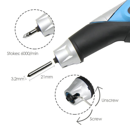 13W Electric Engraving Pen Tool – Etcher with Carbide Tips & Stencils for Wood, Metal, Glass, Plastic & Craft Work