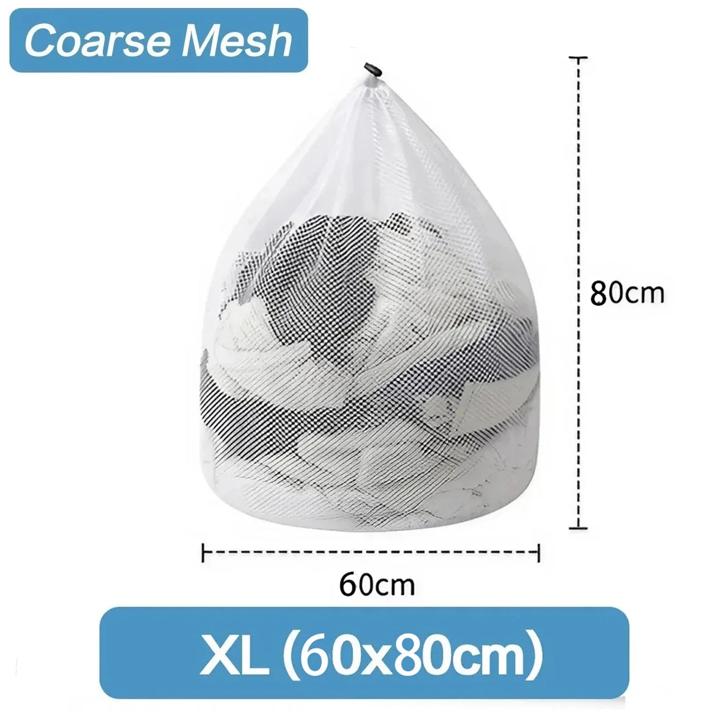 Large Drawstring Laundry Bag - Durable Mesh Washing Net for Clothes, Jeans, Blankets & Bedding