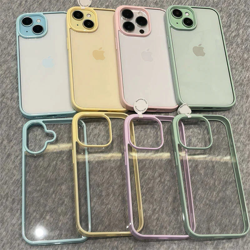 Luxury Clear Acrylic Phone Case for iPhone 11–17 Pro Max - Transparent Candy Bumper Protection Cover