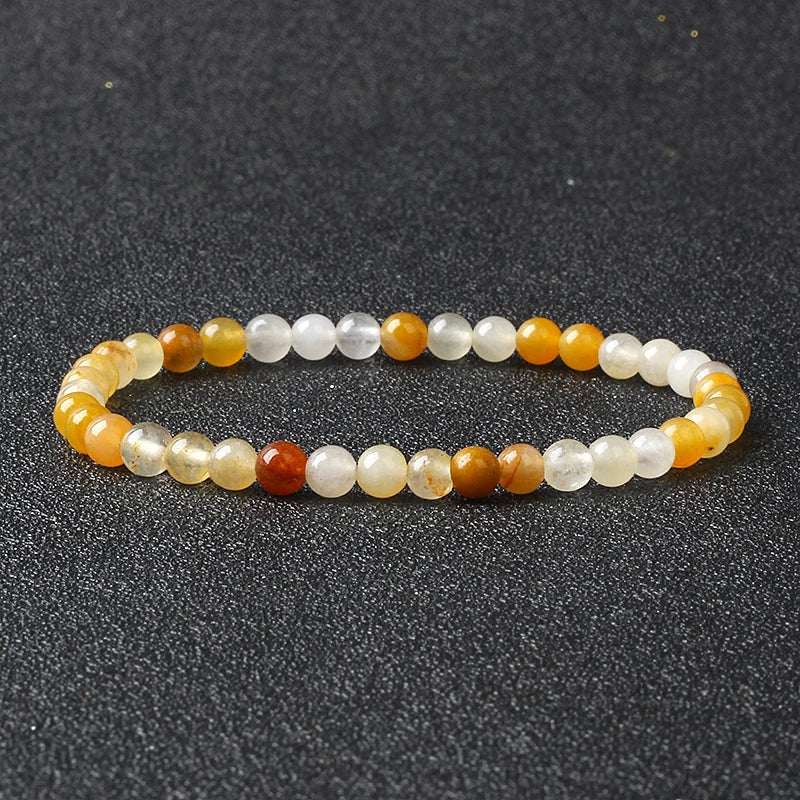 4mm Natural Stone Bead Stretch Bracelet for Men & Women – Agate Lava Handmade Reiki Crystal Jewelry