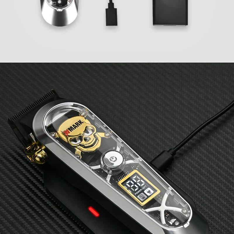 WMARK NG-130 Wireless Charging Hair Clipper – High Speed Professional Type-C Rechargeable Cutter with Charging Stand