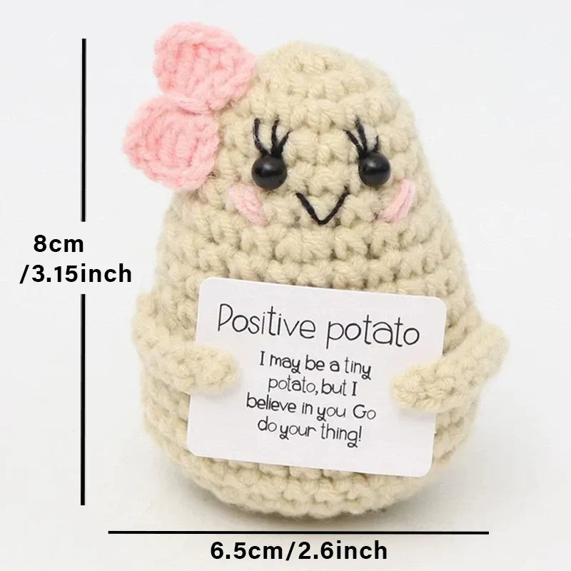 Positive Energy Crochet Doll — Handmade Knitted Plush Potato, Plant, Avocado, Bee & Animal Pocket Hug Emotional Support Gift