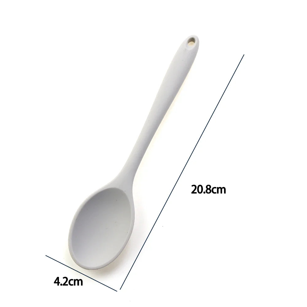 Soft Silicone Cooking Spoon - Long Handle Stirring Ladle for Kitchen Use - Essential Cooking Utensil