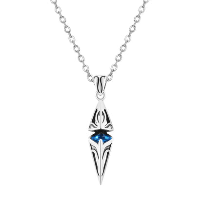 Stylish Blue Stone Necklace – Geometric Stainless Steel Pendant for Men & Women, Perfect Valentine's & Birthday Gift