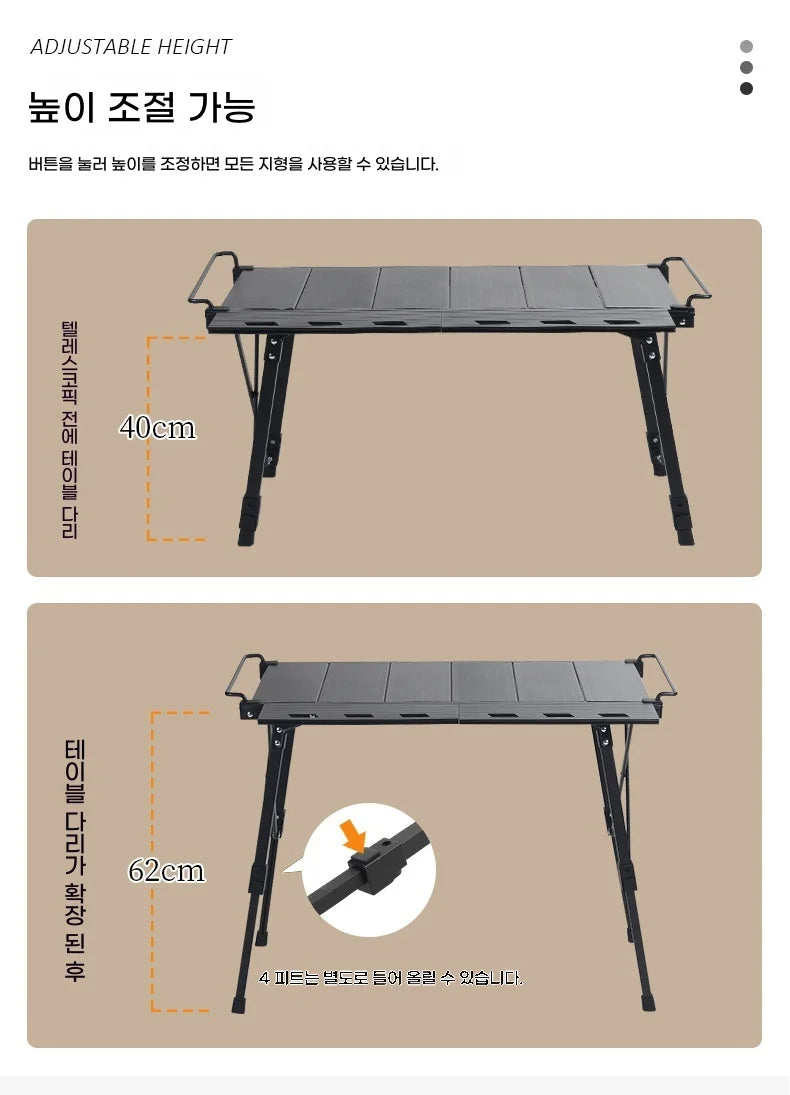 Lohascamping Folding Camping IGT Table – Lightweight Portable Roll Table with Adjustable Legs for BBQ, Desktop Burner & Backpacking