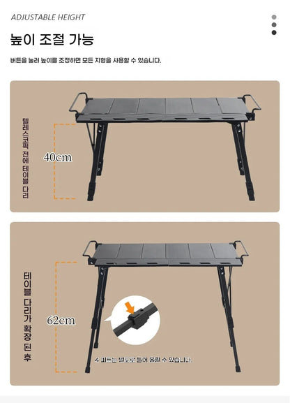 Lohascamping Folding Camping IGT Table – Lightweight Portable Roll Table with Adjustable Legs for BBQ, Desktop Burner & Backpacking