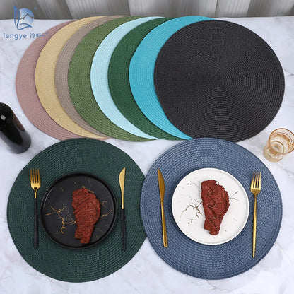 38cm Round Braided Tableware Mat – Washable, Anti-Slip, Heat-Resistant Dining Placemat and Drink Coaster for Home Decor