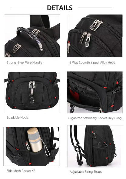 Swiss Multifunctional 17 Inch Laptop Backpack – Durable Travel Bag with USB Charging Port, Water-Resistant College Bookbag