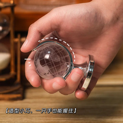 Mini Crystal Globe – Portable World Map Engraving, High Borosilicate Glass Decorative Table Art