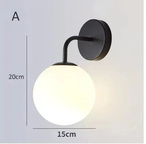 Nordic Modern Glass Wall Lamp – Bedside & Indoor Decorative Lighting for Bedroom, Living Room, Study